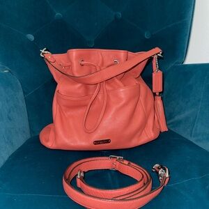 Coach Vibrant Coral Leather Shoulder Bag